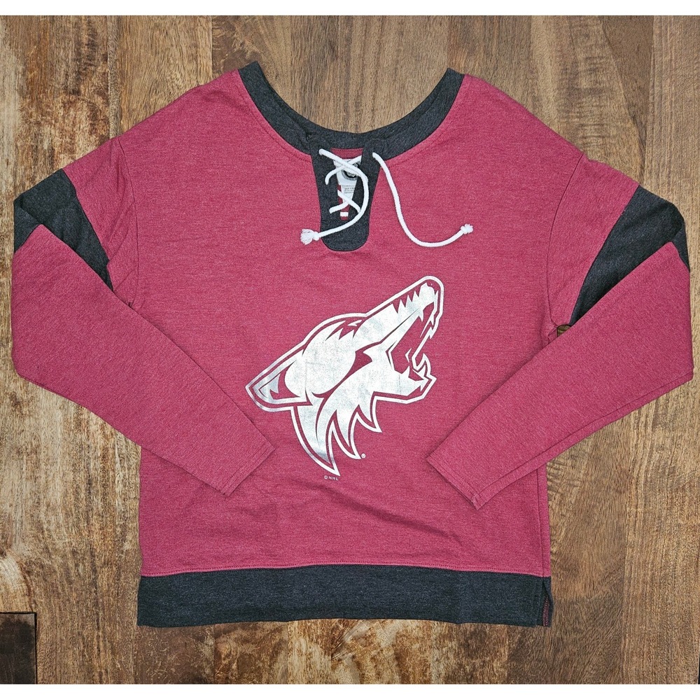 NHL Arizona Coyotes Shirt Womens M Red Lace Up Long Sleeve Hockey